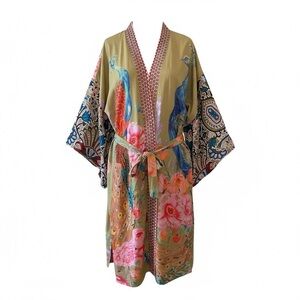 Aratta Vibrant Peacock Print Robe